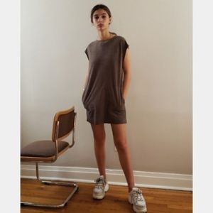 Aritzia Wilfred free faux suede dress in dark brown XXS